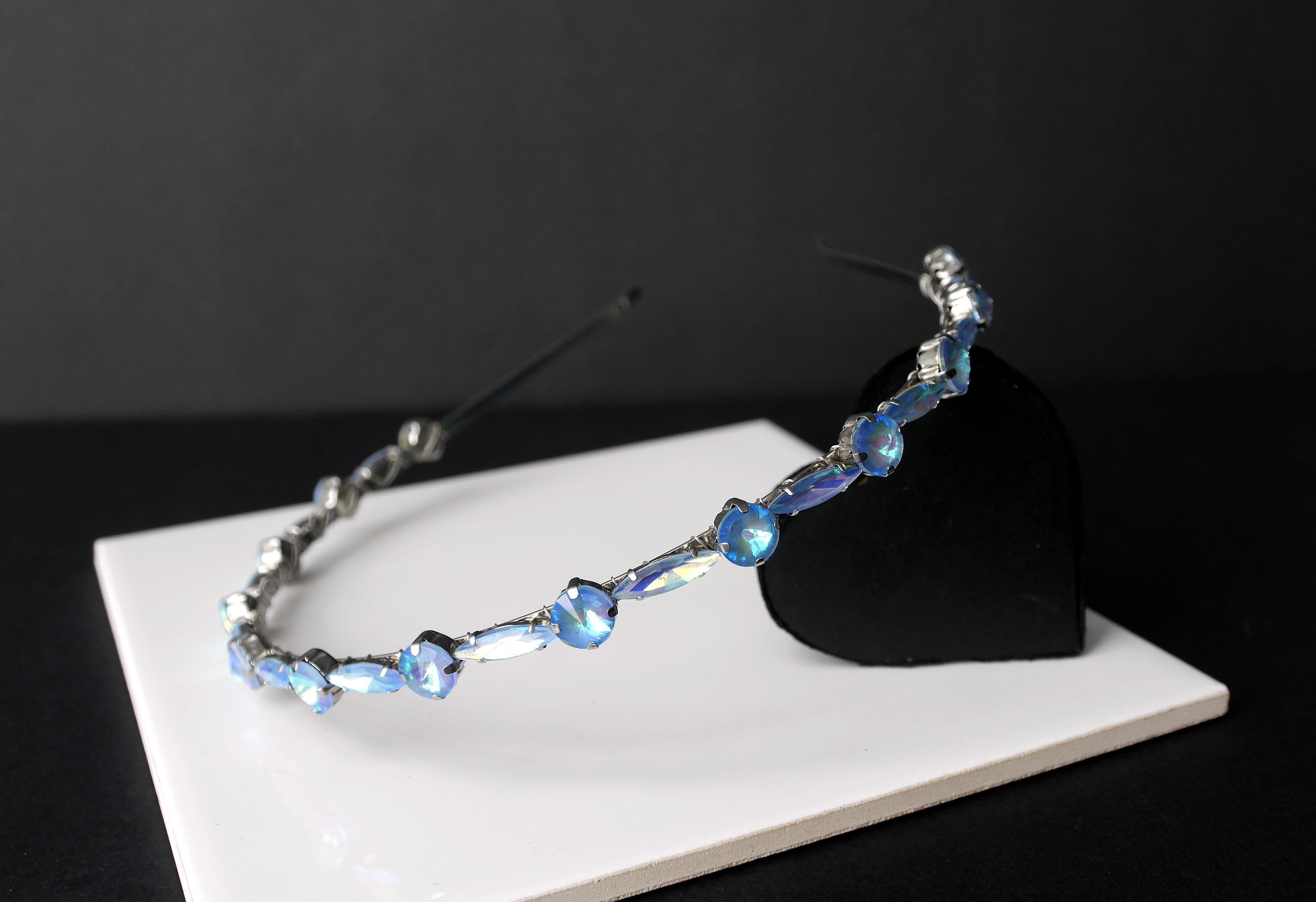 Light Blue Rhinestone Tiara, Blue Diamante Tiara, Pale Blue  display picture 3