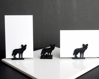 Wild Dog Shape Escort Card Holders, Desert Themed Name Card Stands, Exotic Animal Name Displays, Dingo Seating Name Place Holders