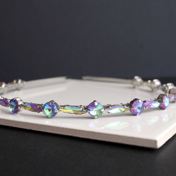 Light Purple Rhinestone Diamante Tiara, Purple Bridesmaid Prom Hair Band, Purple Wedding Prom Hair Accessory, Purple Diamante Headband