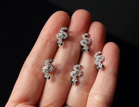 Mini Silver Snake Hair Grips, Snake Ballet Hair Pins, Rhinestone Snake Hair Jewellery, Diamante Snake Hair Pins, Gothic Snake Hair Accessory