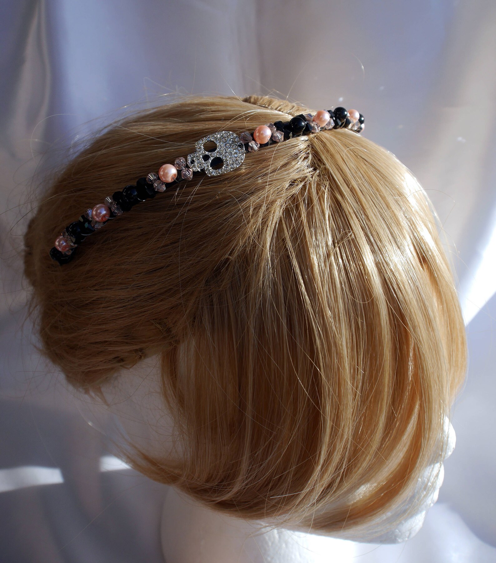 Gothic Hair Accessory Gothic bride headband Black and pink Etsy
