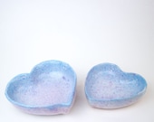 Ceramic heart bowls Set-2, Handmade candy dish, salad bowl, jewelry dish, ceramics and pottery, Serving Bowls, Heart Shaped Bowls, Turquoise