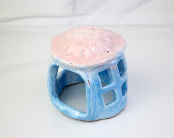Aquarium ceramic decor handmade, Aquarium decoration, ceramic fish house, candle lantern house, mushroom, garden furniture decor, Dollhouse