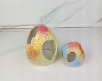 Fish Hide, Betta Fish Cave, Aquarium Decor, Fish Tank Decorations, ceramic decor, Tiny Critter House, Terrarium Figurine, Aquarium Rock Cave