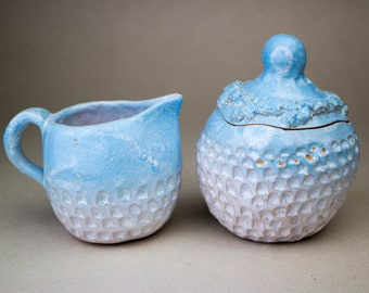 Keramische suikerpot en melkkannetje, cadeau voor housewarming, suikerset, aardewerken kan, keramische melkkan en suikerpot, honingpot, honingpot