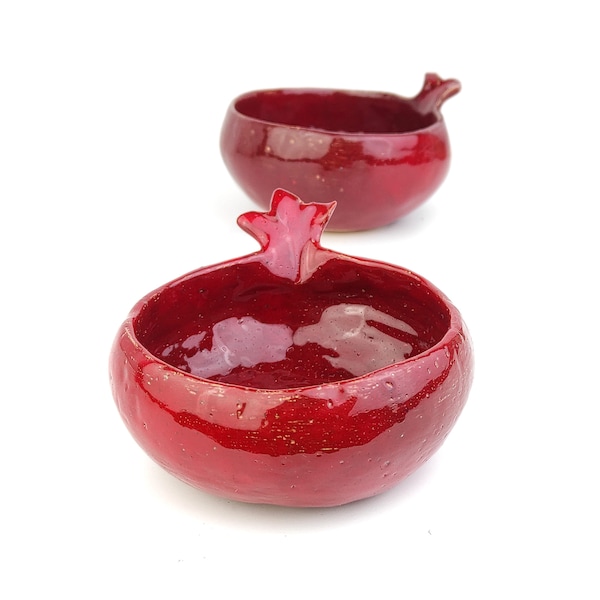 Ceramic Salt Cellar, Handmade ceramic salt cellar, ceramics and pottery, Ceramic pomegranate, ceramic small red dish, ceramic ring dish