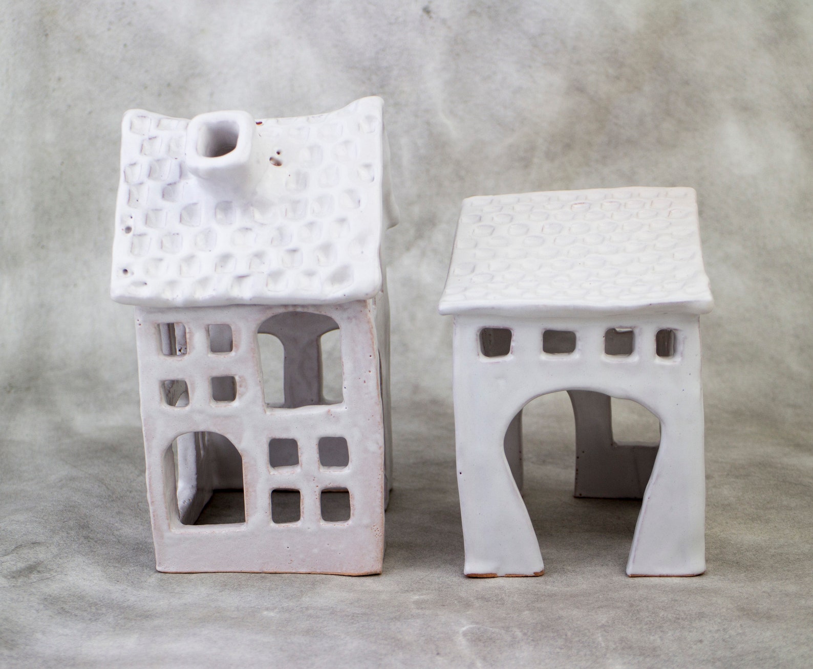 Candle Holder Ceramic white Houses Tealight Holder Candle Etsy