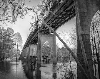 Waccamaw Memorial Bridge Black and White Print