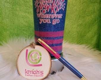 Blue and pink tumbler,glitter tumbler, holiday, gifts