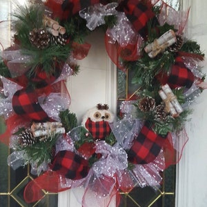 Christmas plaid wreath, Holiday wreath, Christmas wreath