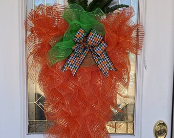 Easter wreath,Holiday wreath,carrot wreath,orange wreath