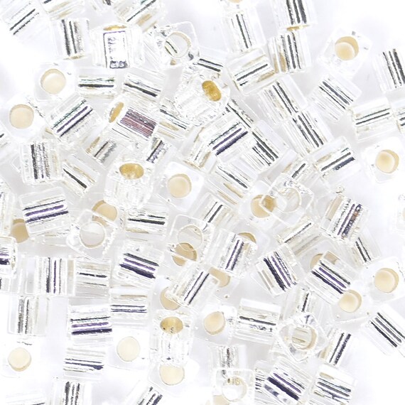 White Lined Crystal - 1.8mm Cube, Miyuki 8.2g White Lined Crystal - 1.8mm Cube, Miyuki 8.2g