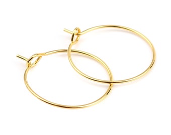 100 (50 Pairs) Earring Hoops - Gold Plated - 24mmx20mm - Loop Wire - J655451