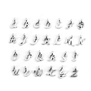 26 Alphabet Charms - A-Z - Antique Silver Tone - 11mm - Letter Charms - J219986Y