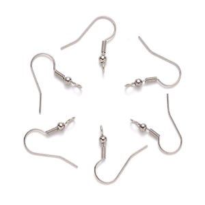Earring Fish Hook Findings - Silver Plated - 19mm - Lead & Nickel Free - 100 pcs