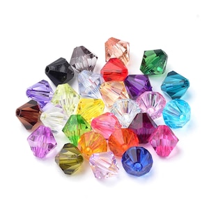 500 Acrylic Bicone Beads - Random Mixed Colours - 6mm - Hole 2mm - P00387