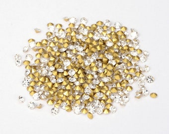 1000 Tiny Glass Rhinestone Sequins - Diamond Shape - 0.9~1mm - P00865