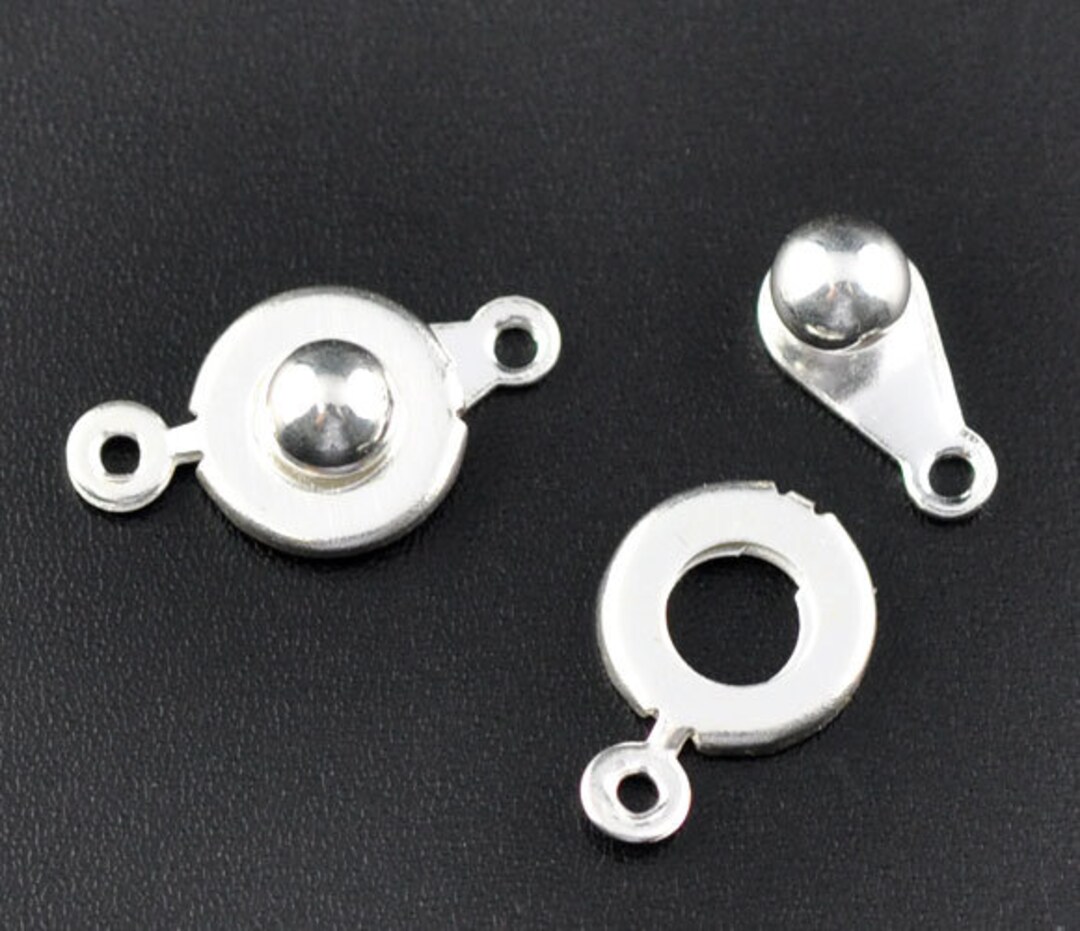20 Ball & Socket Clasps Silver Plated Button Snaps Trailer Hitch 10mm