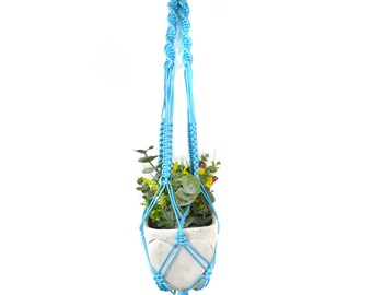 Macrame Hanging Basket Kit - Light Blue - Full Illustrated Instructions - K0259