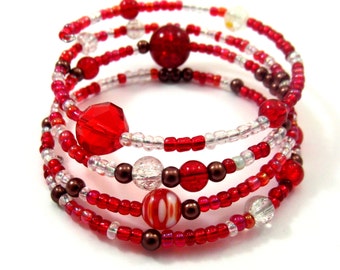 Memory Wire Bracelet Jewellery Making Kit Red with Instructions K0038