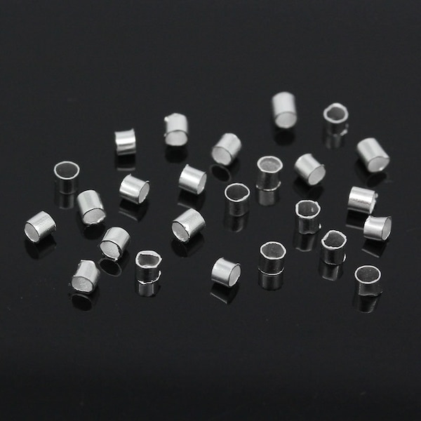 200 perles à écraser pour tube plaquées argent, 2 mm, accessoires de bijoux J29651A
