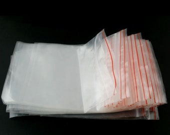 50 Sacs en plastique à fermeture éclair - 12 cm x 8 cm - Moyen - Transparent - Emballage - J03104