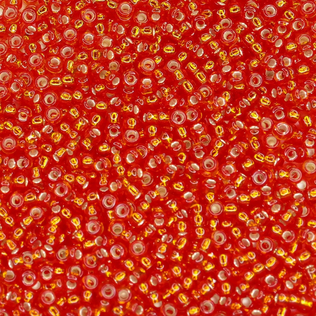 15-10, Miyuki 8.2g Silver Lined Flame Red 15-10, Miyuki 8.2g Silver Lined Flame Red