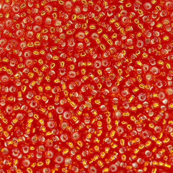 15-10, Miyuki 8.2g Silver Lined Flame Red 15-10, Miyuki 8.2g Silver Lined Flame Red