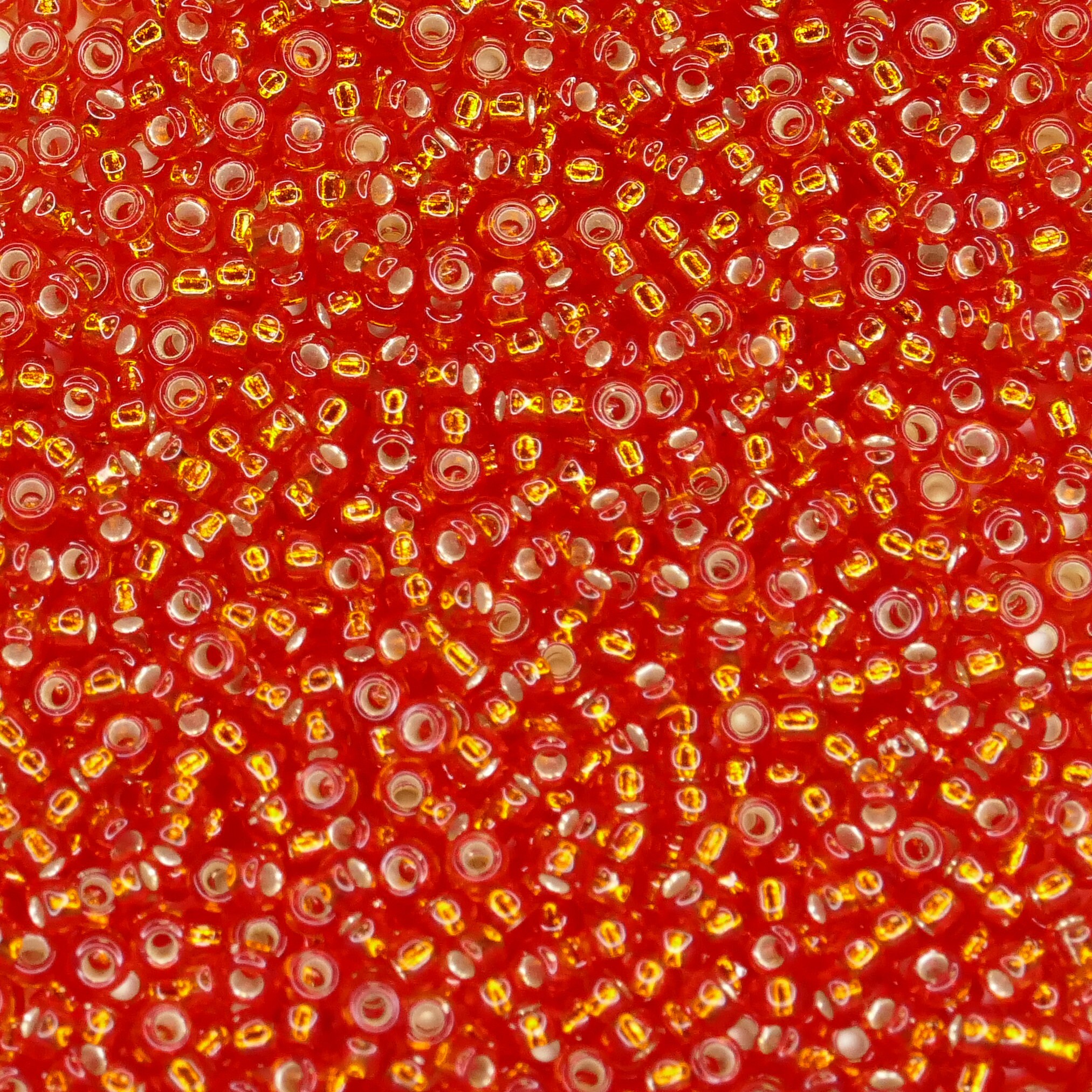 15-10, Miyuki 8.2g Silver Lined Flame Red 15-10, Miyuki 8.2g Silver Lined Flame Red