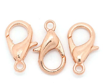 Rose Gold Lobster Clasps - 12mm x 6mm - Pack of 50 - Jewellery Making Findings