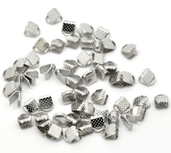 100 Ribbon End Clamps Cord Ends 6mm Silver Tone Jewellery Etsy UK