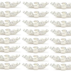 Angel Fairy Wing Beads - Silver Plated - 12mm - Make your own Xmas Angels -60pcs