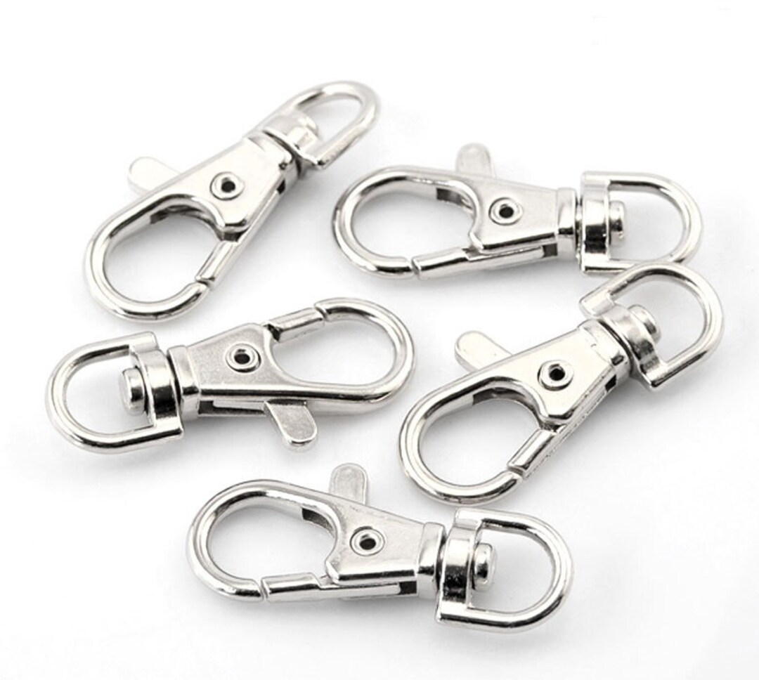 20 Swivel Key Rings Antique Silver Tone Fobs Lobster Clasp 37mm Bag