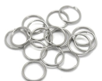 Split Keyring Jump Rings - 200 pcs - 16mm Diameter - Antique Silver Tone