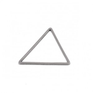 May include: A silver-toned, open triangle shape, possibly a jewellery component or decorative element. The triangle is made of a thin, metallic material and is set against a plain white background.