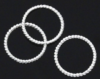 50 Twisted Closed Jump Rings - 18mm -Silver Plated -Connector Findings - J24078R