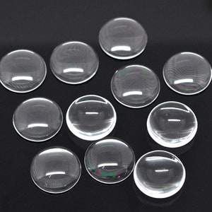 Round Glass Dome Cabochons Flatback Clear - 10pcs - 20mm - Jewellery Making