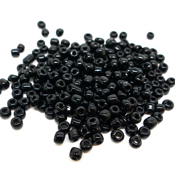 50 g de rocailles noires - Verre - 8/0 3 mm - Trou 1 mm - Environ 1 100 pièces - P00984