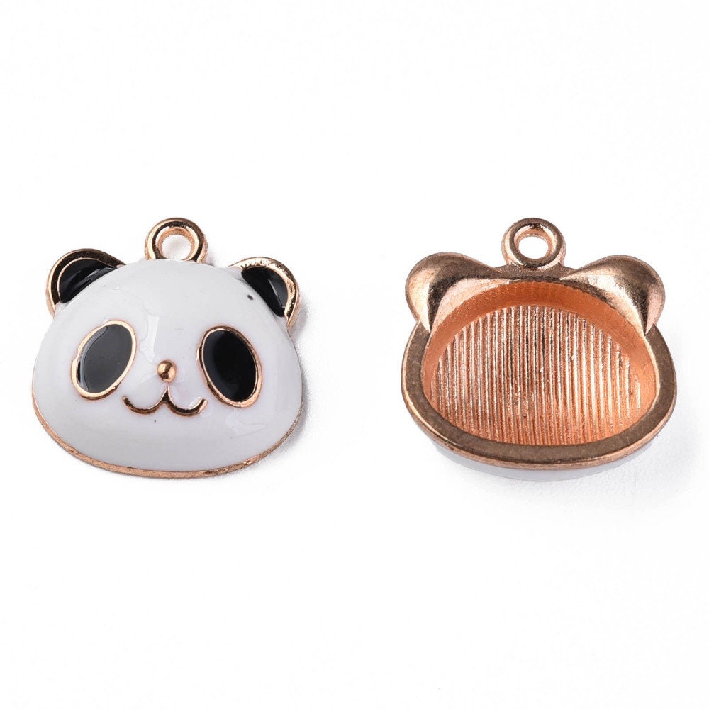 5 Panda Charms - Enamel & Gold Plated - 17.5mm X 17mm