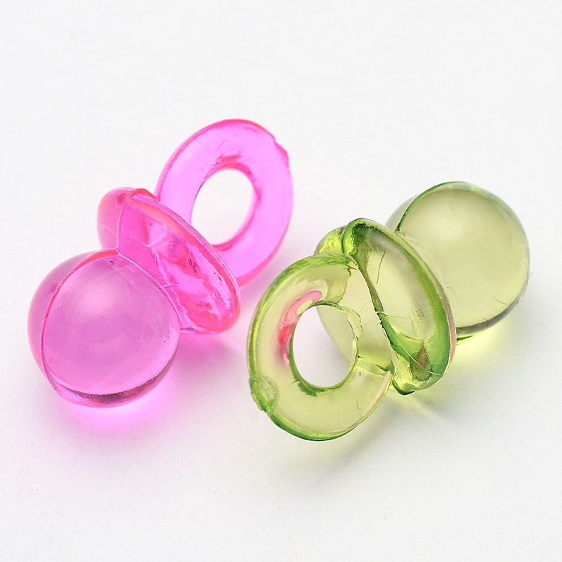 Dummy Charms - Mixed Colours - Acrylic - 20mm x 10mm - Baby Pacifier - Pack of 50 image 2