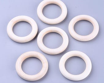 10 Wooden Macrame Rings Natural Wood 55mm - Jewellery Circle Yarn Craft