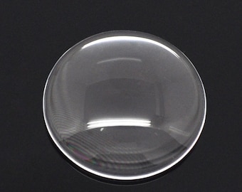 10 Transparent Round Cabochons - Glass Dome Sealed Flatback - Clear - 20mm