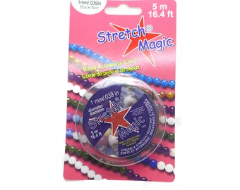 5m Stretch Magic Cord - Black Elastic Plastic Thread - 1mm Thickness - S0580