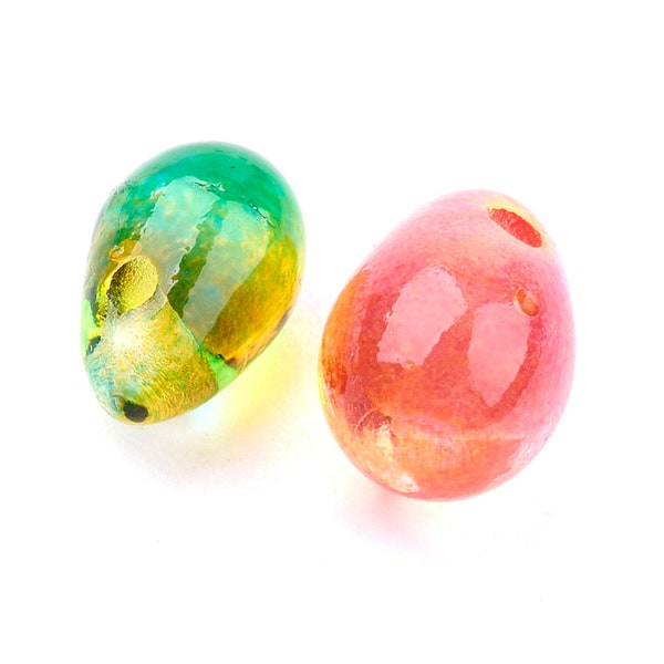 50 Glass Teardrop Beads Transparent - Mixed Colours - 6.5mm x 4.5mm - P00394