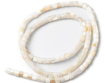 Freshwater Shell Cylinder Beads - White Cream Colour - 4mm - Natural - 1 Strand - Jewellery Making