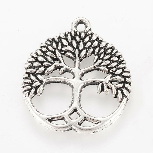 10 Tree of Life Charms Pendants Antique Silver Tone 26mm x 23mm P00171H