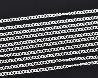 Curb Chain - Silver Plated - 10 Metres - Link Size 3mm x 2.2mm - J13656K