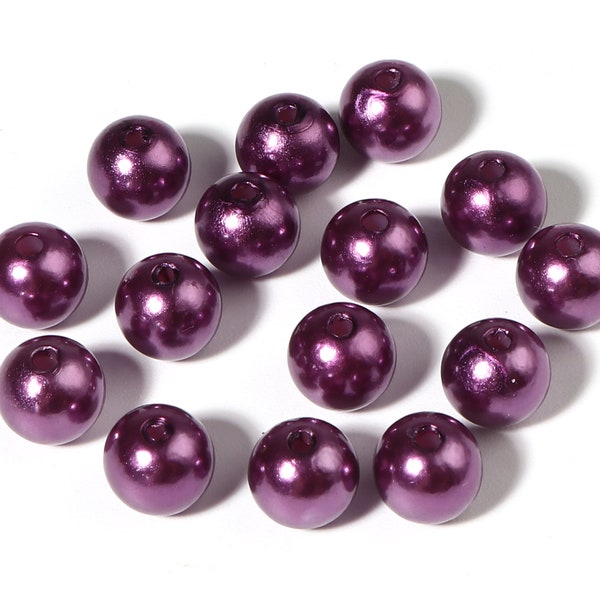 100 Purple Acrylic Round Pearls - Violet - 8mm dia - Faux -1.8mm Hole - J734272