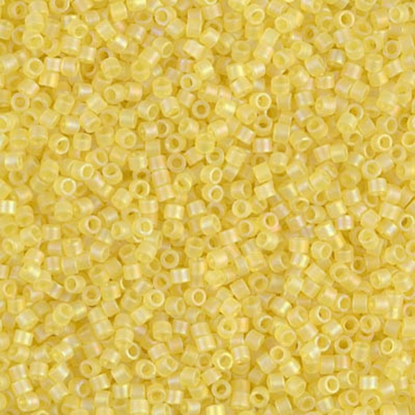 7.2g MIYUKI Delica Seed Beads - 11/0 (1.6mm) - Matte Pale Yellow AB DB854 -S0261