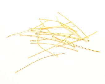 100 x 22mm Gold Plated Head Pins Jewellery Craft Findings FREE UK P+P L127